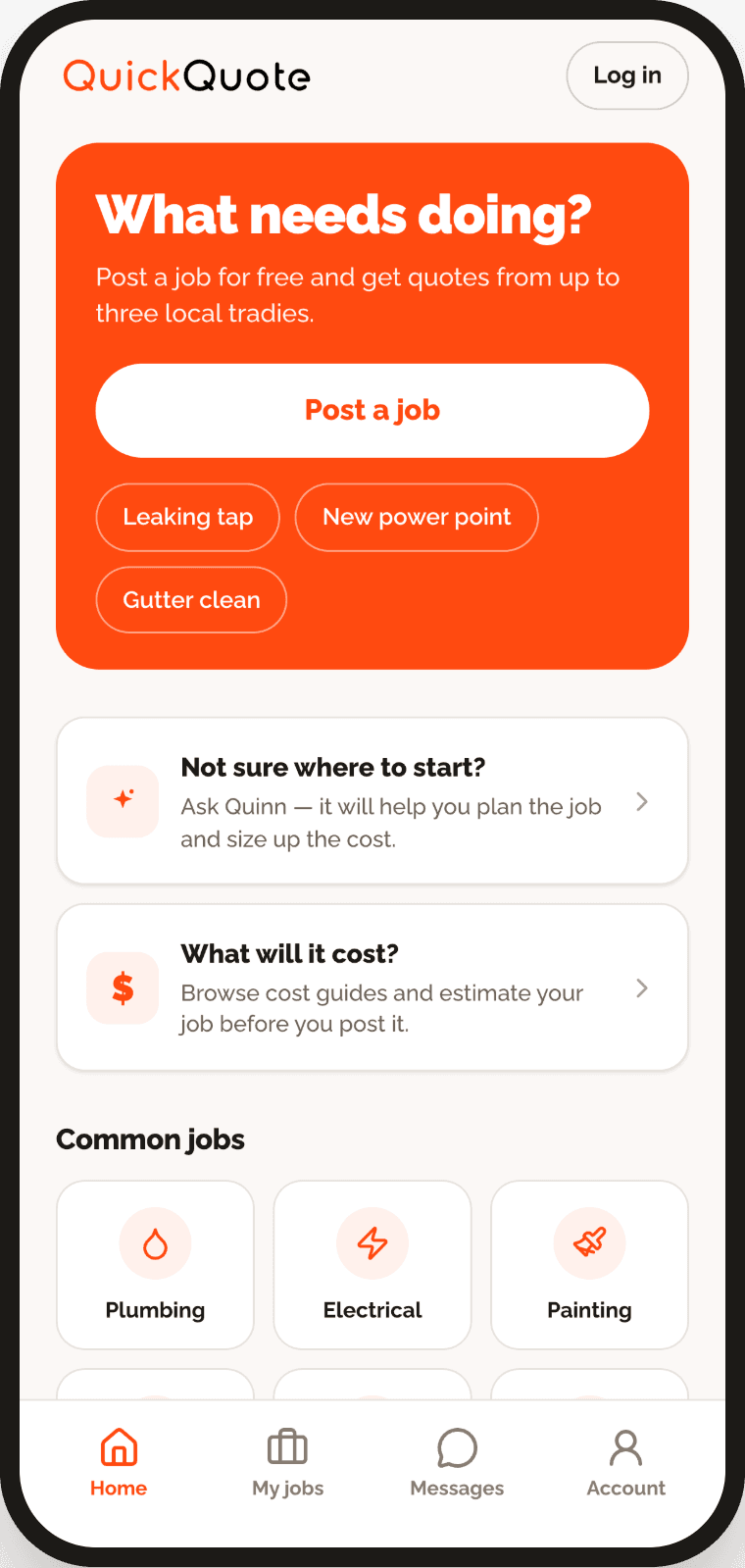 The QuickQuote app on an iPhone