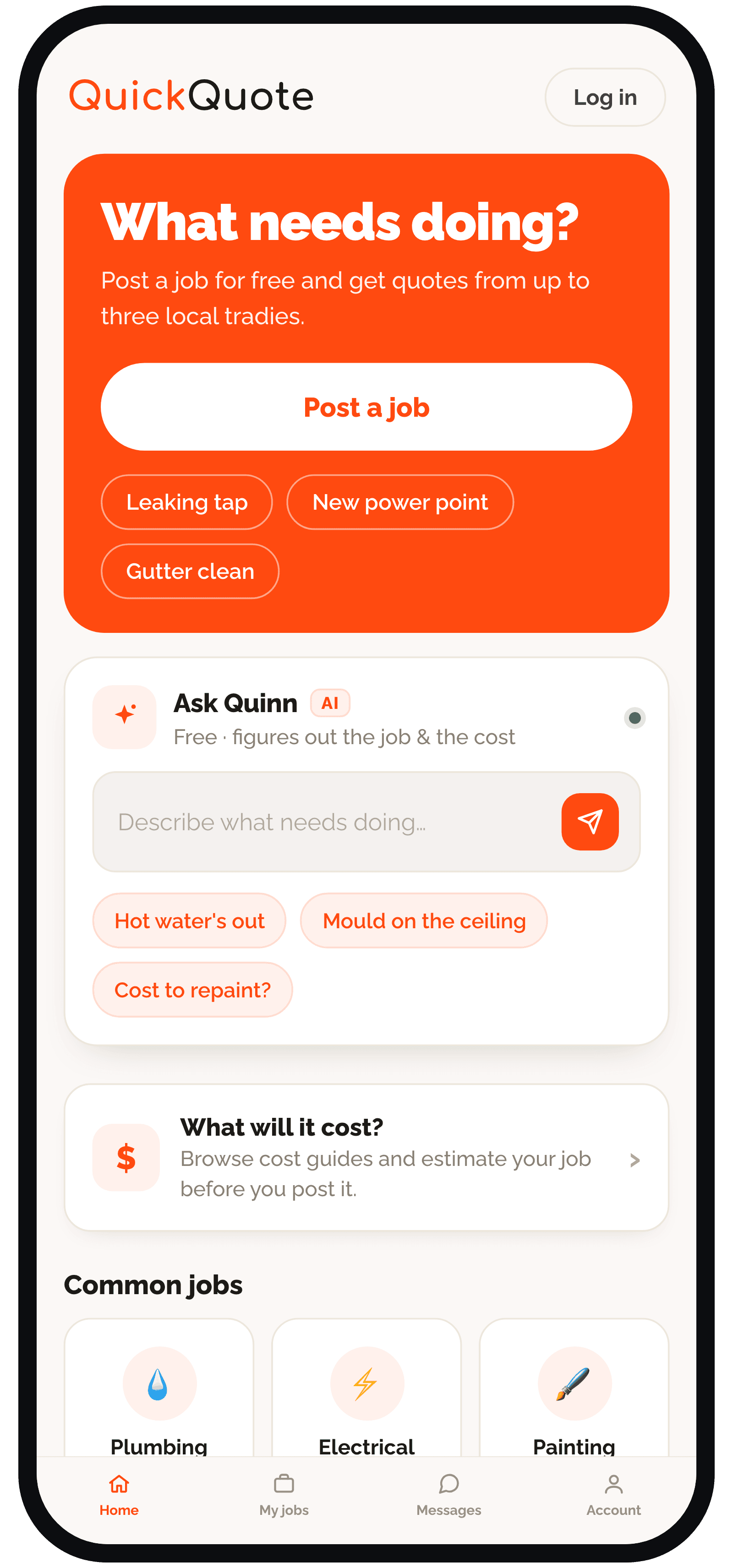 The QuickQuote app on an iPhone