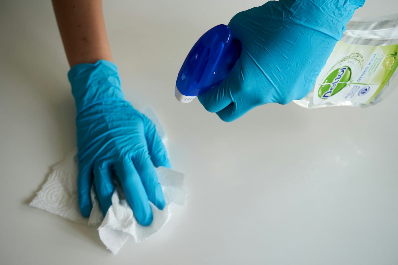 A professional cleaner at work inside a building